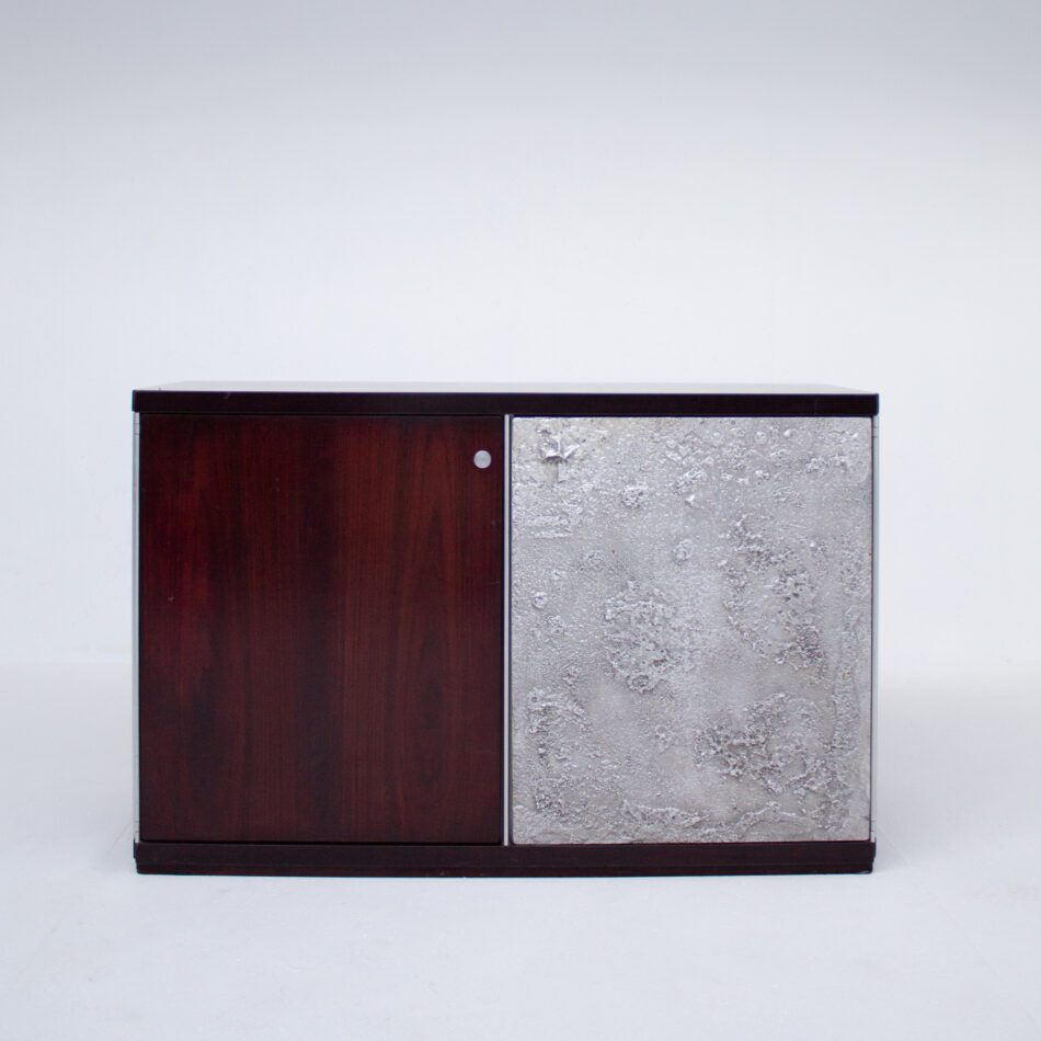 Modern Italian Cabinet with Metal Door Panel