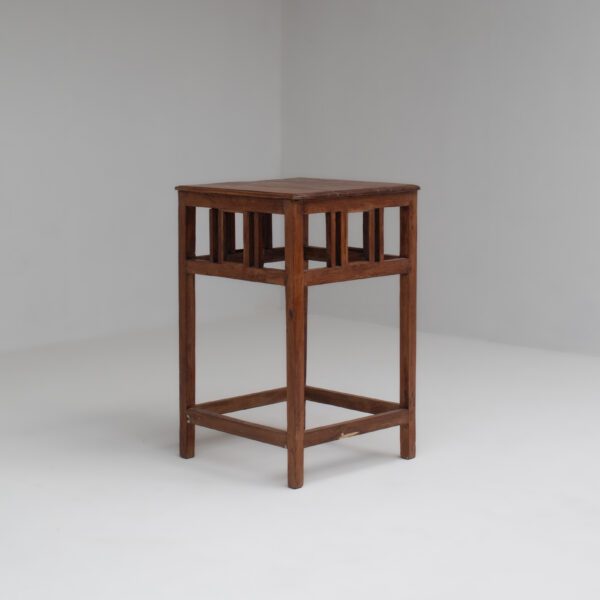 Solid Wood Side Table with Open Architectural Frame