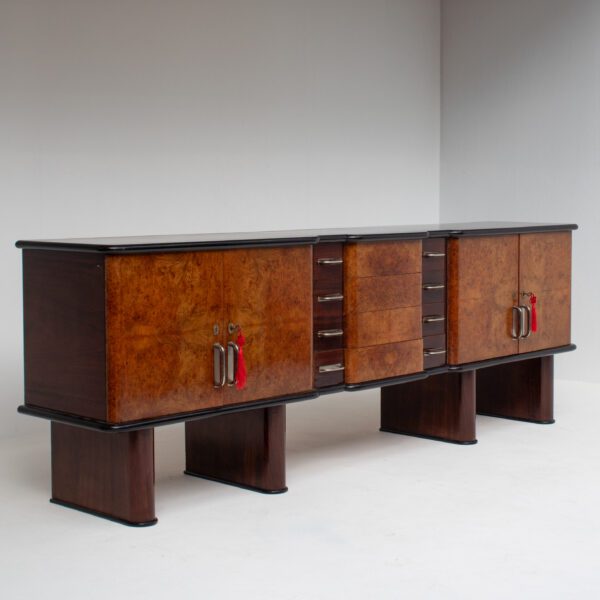 Art Deco Burlwood Sideboard with Sculptural Base