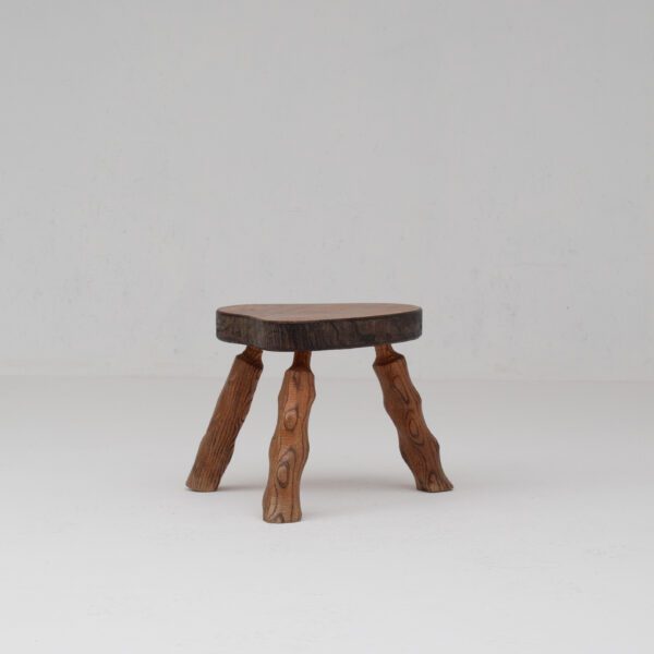Sculptural Solid Wood Stool in Organic Form
