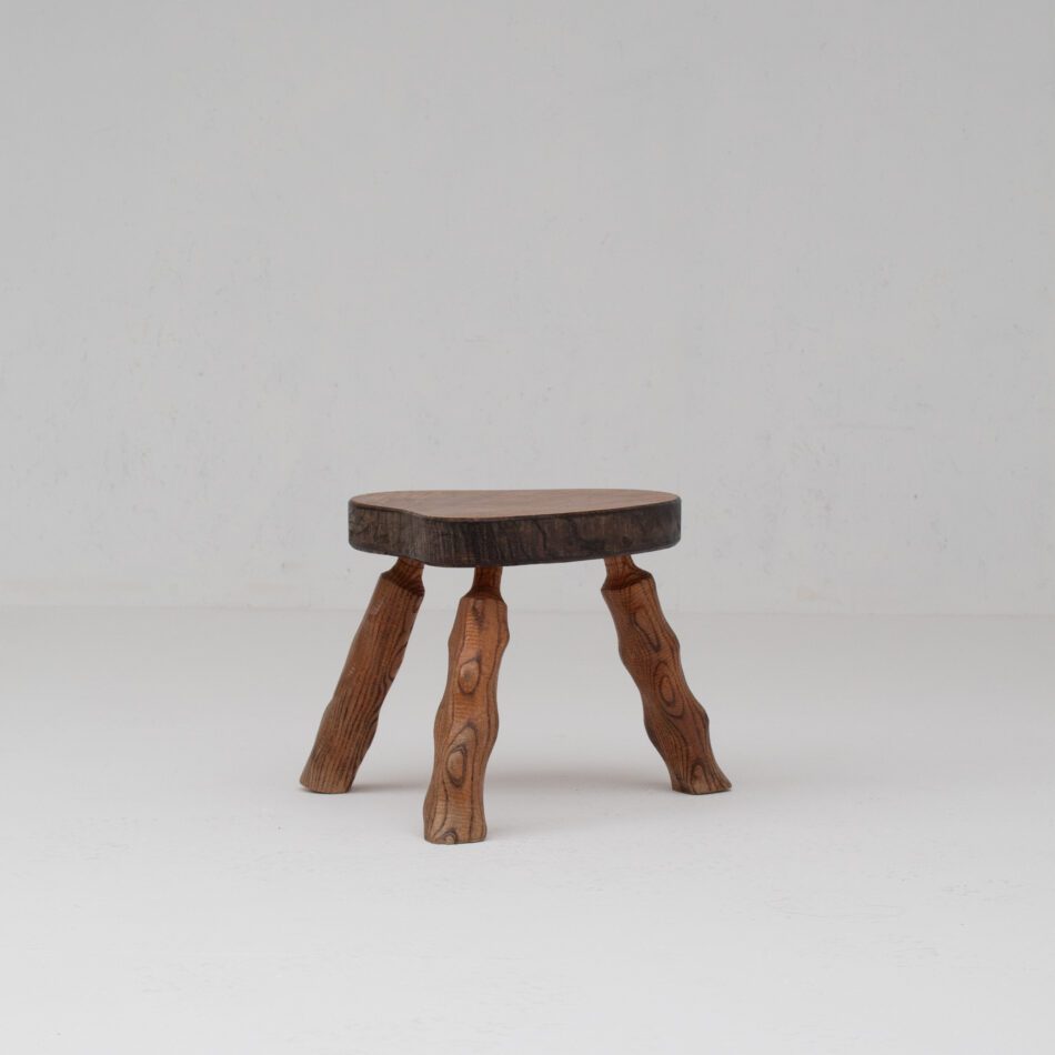 Sculptural Solid Wood Stool in Organic Form
