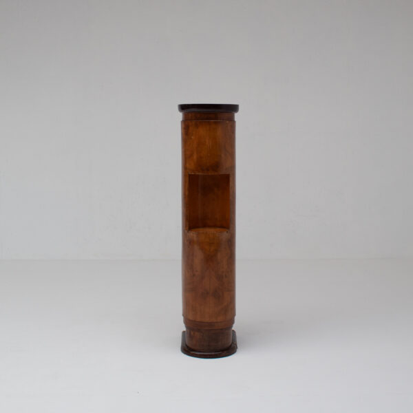 French Art Deco Walnut Pedestal with Open Display Niche, 1930s