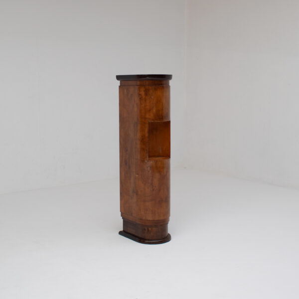 French Art Deco Walnut Pedestal with Open Display Niche, 1930s