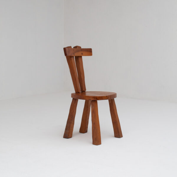 Small Brutalist Solid Elm Chair, France