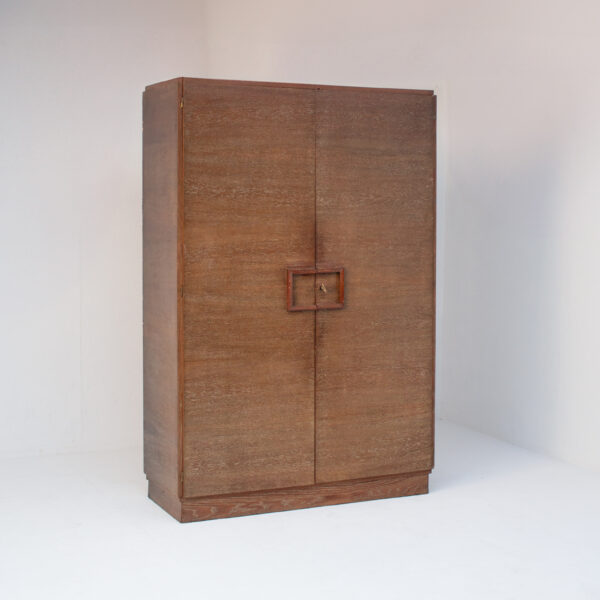 Claude Vassal Vintage Wardrobe Cabinet in Solid Oak