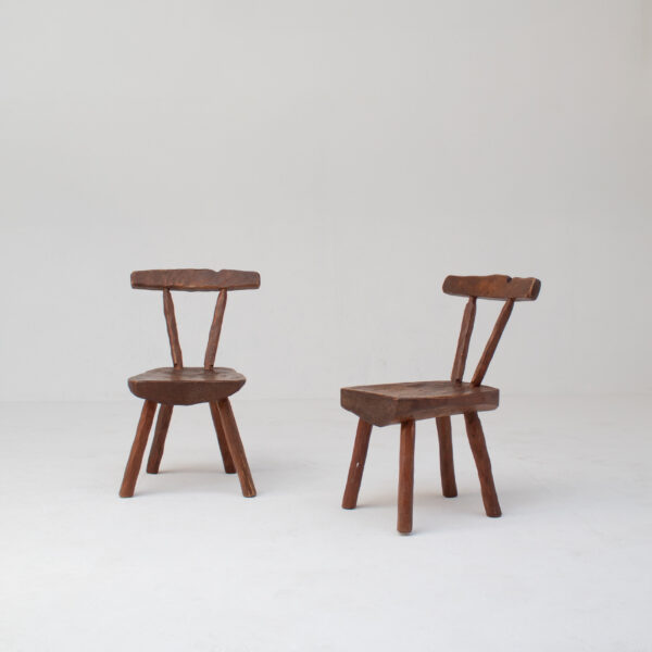 Pair of Vintage Brutalist Oak Chairs