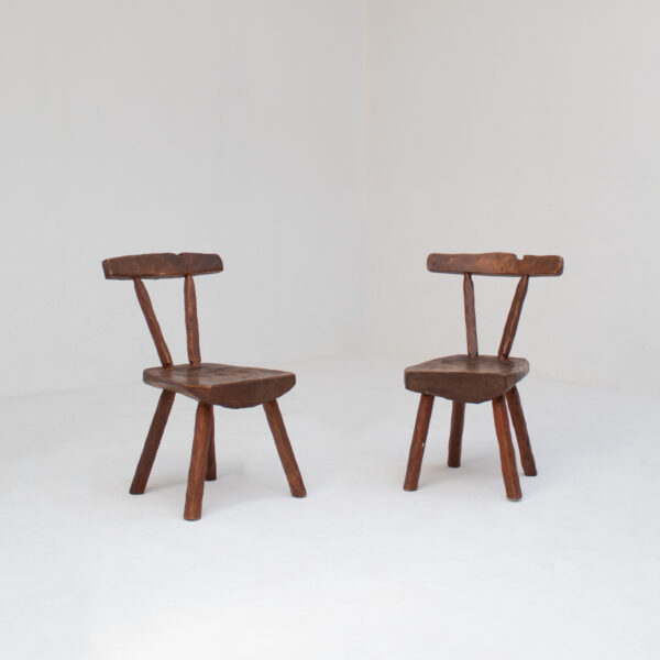 Pair of Vintage Brutalist Oak Chairs