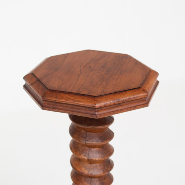 Hand-Carved Wooden Pedestal in Solid Walnut