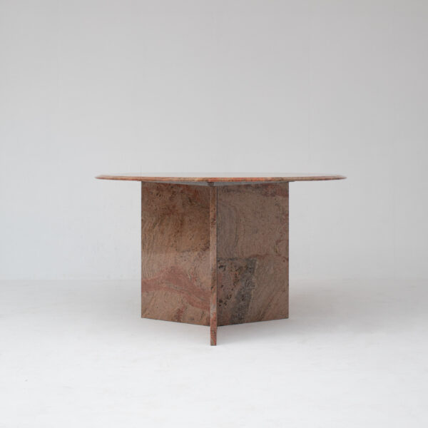 Sculptural Round Travertine Dining Table