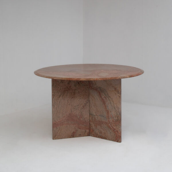 Sculptural Round Travertine Dining Table
