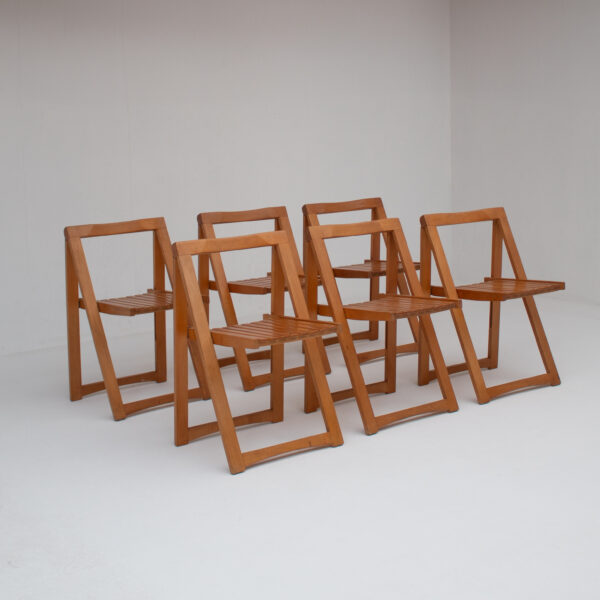 Set of Six Vintage Italian Folding Chairs, 1960s