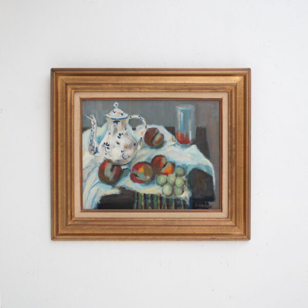 Still Life with Porcelain Coffee Pot and Fruit by Josyane Desclaux