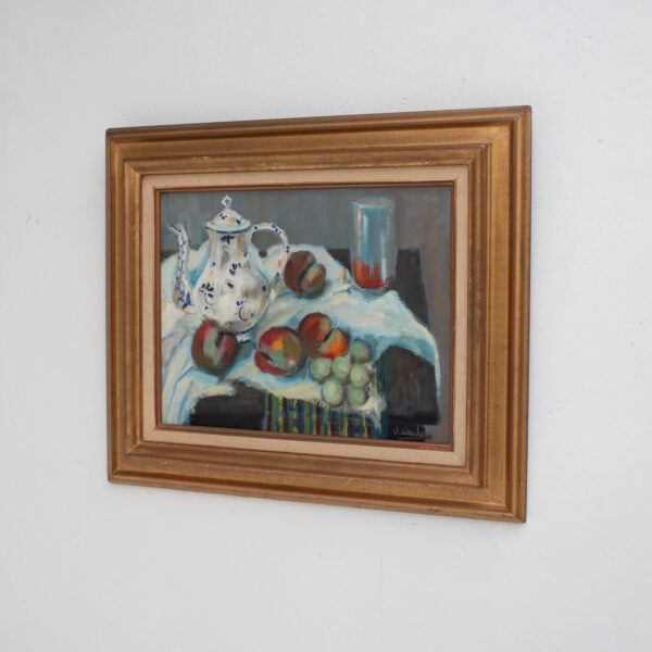 Still Life with Porcelain Coffee Pot and Fruit by Josyane Desclaux