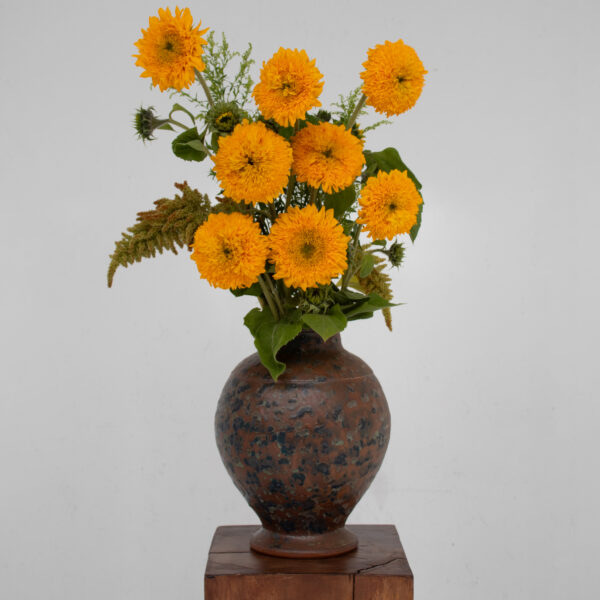 Sculptural Brown Ceramic Vase with Expressive Glaze