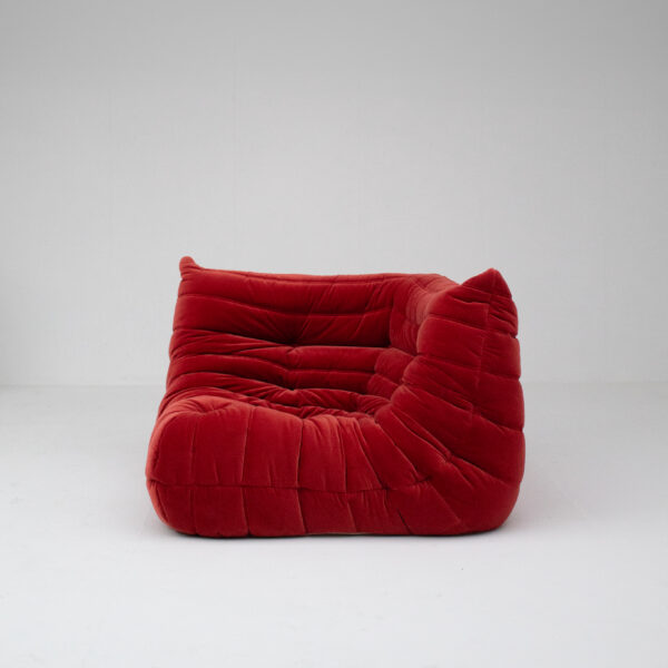 Red Velvet Togo Corner Seat by Michel Ducaroy for Ligne Roset
